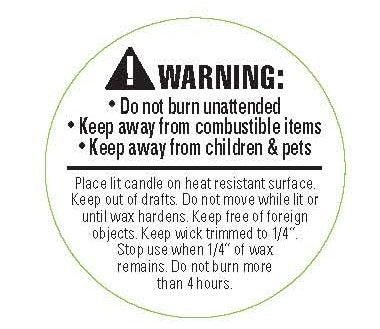 ASTM-Compliant 1 1/2" Candle Caution Labels Pack of 100