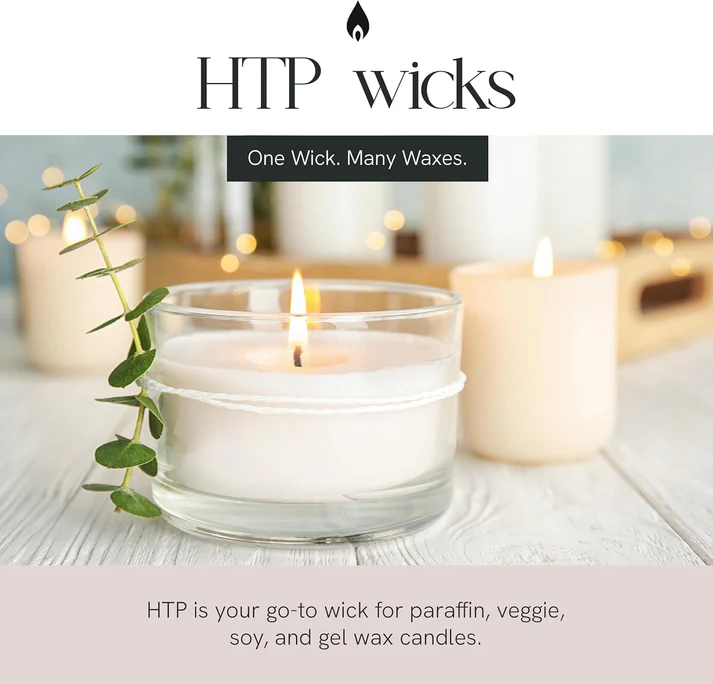 HTP-105 Candle Making Wicks, Pre-Tabbed, Rigid, Self-Trimming Wicks for Candlemaking, Works with Paraffin, Gel & Vegetable Wax, 8" Length, Pack of 5000