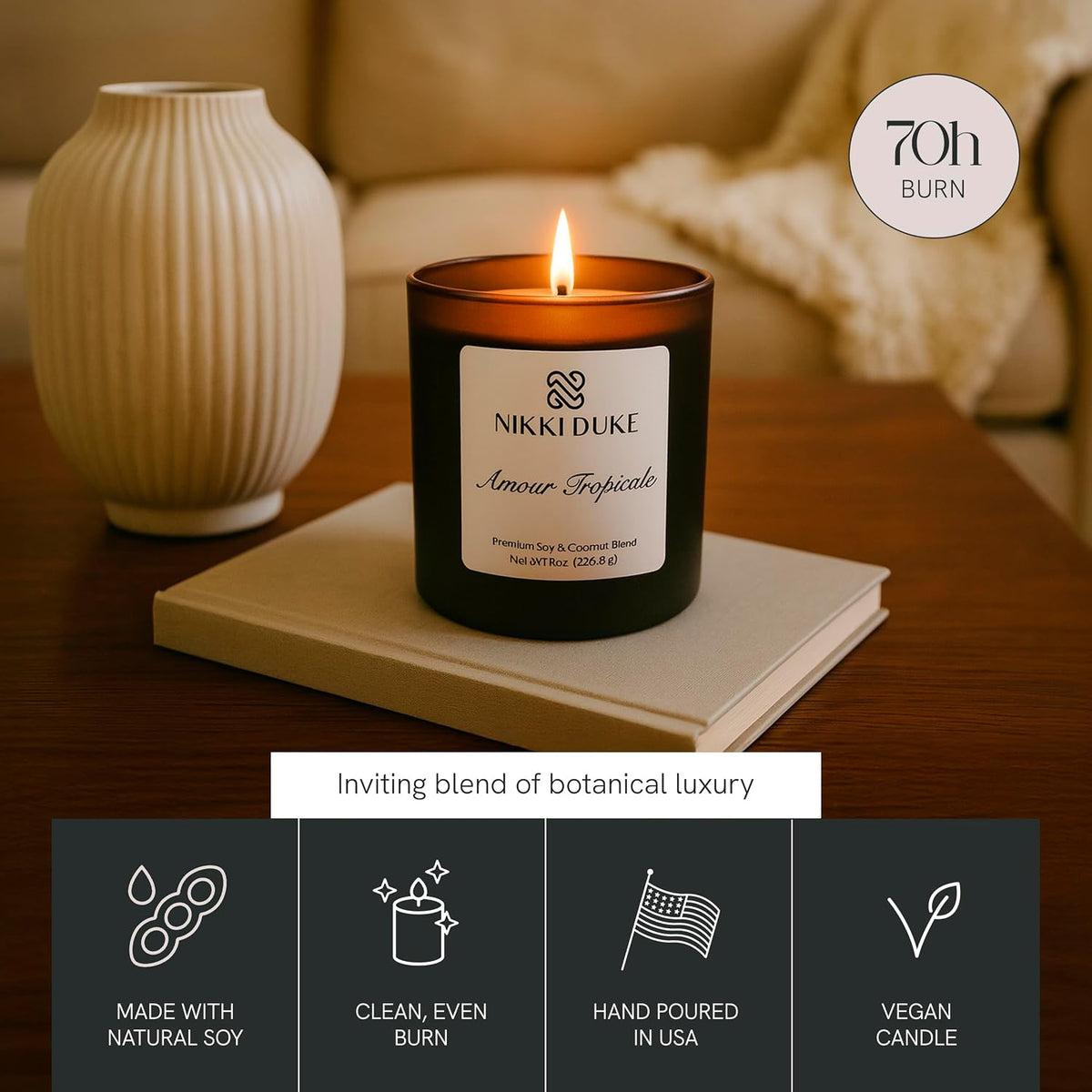 Whipped White Mocha Candle, Hand-Poured Soy & Coconut Wax Blend, Indulgent Aroma with Sweet Cream, Cocoa & Mocha Notes, 40 Hr Even Burn Candles for Home Scented Collection, 8 oz Jar