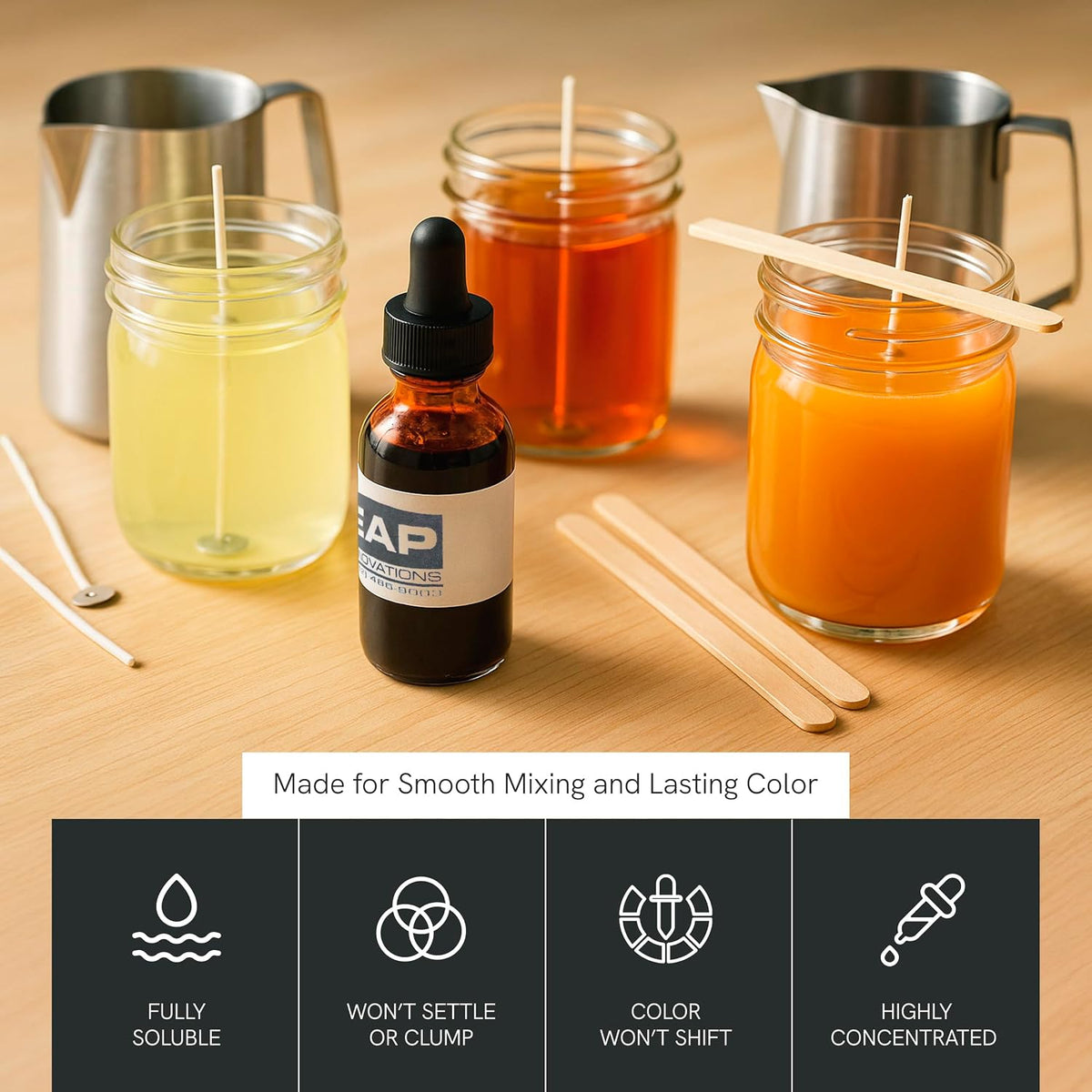 Autumn Liquid Candle Dye Bundle, Highly Concentrated Liquid Dyes for Candle Making in 6 Rich Shades, Soluble for Flawless Blending, Spiced Pumpkin, Cranberry, Coffee/Caramel, Brown & More, 1 oz Each