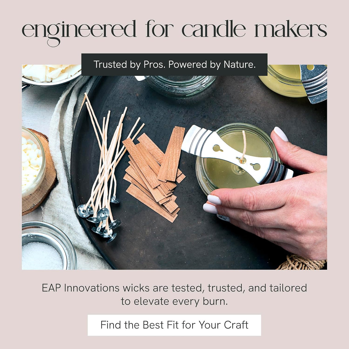 HTP-41 Candle Making Wicks, Pre-Tabbed, Rigid, Self-Trimming Wicks for Candlemaking, Works with Paraffin, Gel & Vegetable Wax, 6" Length, Pack of 100