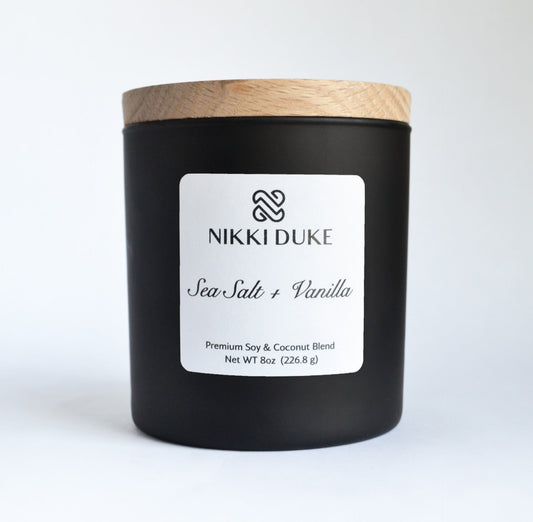 Nikki Duke Sea Salt + Vanilla 8 oz Premium Soy Candle