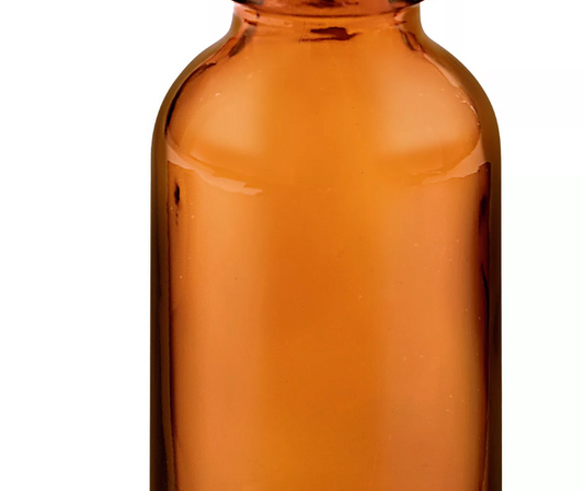 Boston 1 oz Amber Glass Round Bottle with Cap