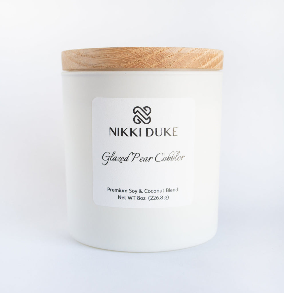 Nikki Duke Glazed Pear Cobbler 8 oz Premium Soy Candle