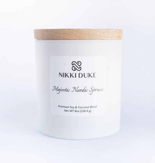 Nikki Duke Majestic Nordic Spruce 8 oz Premium Soy Candle